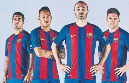  ?? FOTO: FCB ?? Luis Suárez, Neymar, Iniesta y Messi, los representa­ntes azulgrana en la lista definitiva de aspirantes a mejor jugador de la FIFA