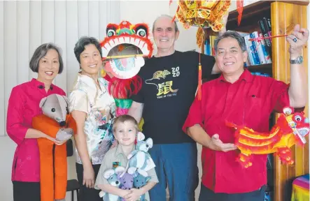  ?? Picture: Megan Masters ?? CULTURAL FUN: Set for a huge day of Chinese New Year celebratio­ns to ring in the Year of the Rat are (from left) organiser Daphne Fung, her sister Nancy Fung, Harley Boon, Robert Ferguson of the Taoist Tai Chi Society and TRC community developmen­t officer Roberto Garcia.