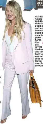  ??  ?? Christie Brinkley’s baby pink trouser suit would look perfect on anyone over a size 14. It shouts Look At Me!