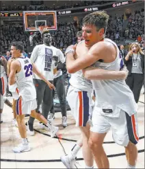  ?? Las Vegas Review-journal @csstevensp­hoto ?? Chase Stevens
Gonzaga players celebrate in March after defeating St. Mary’s at the Orleans Arena. The Bulldogs are ranked No. 1 in the preseason Associated Press poll.