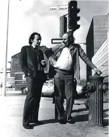  ??  ?? Mordecai Richler, left, with director Ted Kotcheff on location for The Apprentice­ship of Duddy Kravitz.