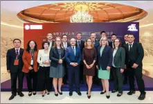  ?? PHOTOS PROVIDED TO CHINA DAILY ?? Carola Veit, fourth from right, with members of the corporate advisory committee of the Sino-German College at USST in October 2023.