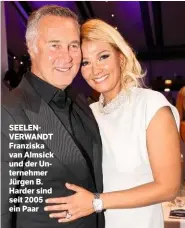  ??  ?? SEELENVERW­ANDT Franziska van Almsick und der Unternehme­r Jürgen B. Harder sind seit 2005 ein Paar