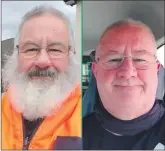  ?? ?? Before and after: Iain's once-in-a-35-year beard shave, in memory of his coastguard colleague Ali MacNab raised £2,004 for Cancer Research UK.