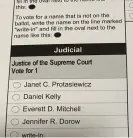  ?? Zuma Press Wire/Rex/Shuttersto­ck ?? The ballot for the Wisconsin supreme court election. Photograph: Mark Hertzberg/