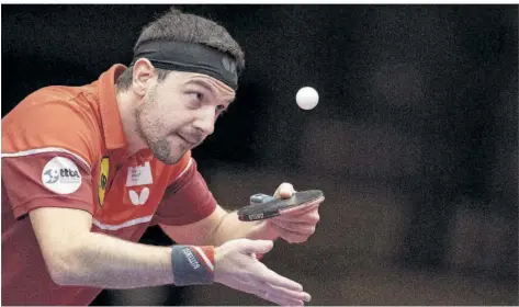  ?? FOTO: BECKER/DPA ?? Timo Boll will seinen Verein Borussia Düsseldorf an diesem Samstag zur Meistersch­aft führen.