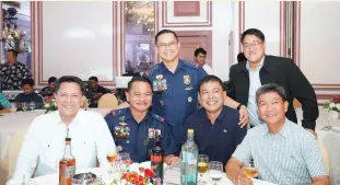  ??  ?? TEAM PNP is as strong as its leader and PNP Chief Archie is grateful for the support of his fellow Cavaliers (from L-R): Ambassador Bruce S. Concepcion, PBGen Filmore B. Escobal, PBGen Matthew P. Baccay, PBGen Marni C. Marcos, Jr., and PBGen Michael John F. Dubria (standing)