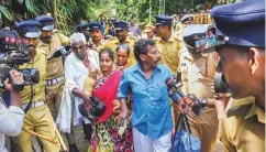  ?? PTI ?? Vehicles approachin­g the Sabarimala temple were being checked by hardliners yesterday and some women devotees were forcibly prevented from proceeding towards the shrine.