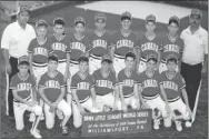  ??  ?? (September) 1991 Glace Bay Colonels Little League, Canadian champions. Front, Terry Cuzner, Scott Meechan, Roy Mugford, Donnie Burke, Steve McNeil, Troy Sampson, Butch Kelloway; back, Henry Boutilier, Robert Grant, Freddie Currie, Chris Cadegan,...