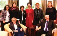  ?? (Mark Neyman/GPO) ?? PRESIDENT REUVEN RIVLIN and his wife, Nechama, meet with Na’amat president Galia Wolloch (second left), World WIZO chairwoman Prof. Rivka Lazovsky (third right) and Israel Emunah chairwoman Liora Minka (second right) yesterday.