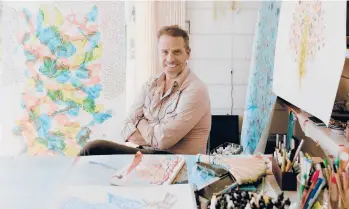  ?? ELIZABETH WEINBERG/THE NEW YORK TIMES 2019 ?? Hunter Biden at his art studio in Los Angeles. The New York gallery that will sell his paintings has promised not to disclose buyers or prices. The gallery is asking as much as $500,000 apiece.