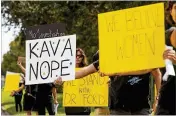  ??  ?? Thursday’s PGA Boulevard protest put on by Palm Beach County’s chapter of the Women’s March delivered letters opposing Brett Kavanaugh to Sen. Marco Rubio’s office.