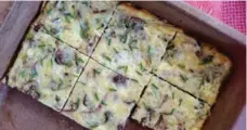  ??  ?? Eggs and mushrooms pair perfectly in this frittata.