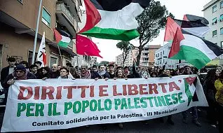  ?? (foto Giuliano Benvegnù) ?? Un momento della manifestaz­ione in ricordo di Valerio Verbano e pro Gaza