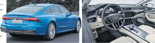  ??  ?? SLEEK PRACTICE: Audi’s classy design has evolved from its predecesso­r A CUT ABOVE: Excellent build quality adds touch of luxury to the A7 cabin