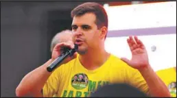  ?? MARCOS VIEIRA/EM/D.A PRESS ?? Bruno Engler durante discurso para apoiadores em comitê no Bairro Prado, em BH, após o resultado da eleição