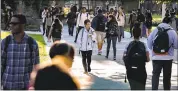  ??  ?? San Jose State students walk to classes Wednesday.