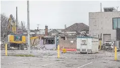  ?? BOB TYMCZYSZYN TORSTAR ?? The former farmers market building on Sylvia Place in Niagara Falls was demolished this week. Work on the new culture hub and farmers market building is expected to begin soon.