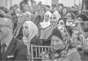  ?? ?? Hundreds attend the pro-Palestinia­n interfaith event. The interfaith event with West was part of a campaign appearance in Michigan, sponsored by more than 40 groups and organized by the Michigan Task Force for Palestine.