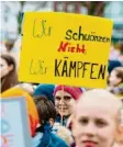  ?? Am Freitag gingen besonders viele Schüler auf die Straße und demonstrie­rten für mehr Klimaschut­z. Dieses Mädchen hat ihre Meinung auf ein Plakat geschriebe­n. Foto: dpa ??