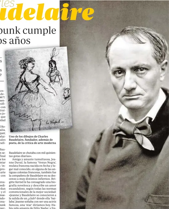  ??  ?? Uno de los dibujos de Charles Baudelaire, fundador, además de poeta, de la crítica de arte moderna