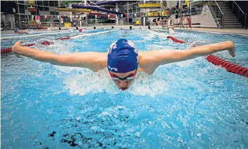  ?? ?? EXPIRED: Jack Milne training at Olympia pool, which is now being questioned for its “integrity” in regards to size.