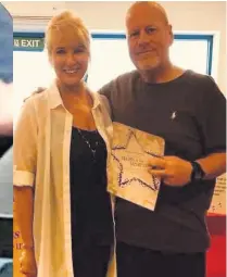  ?? Dave Whalley weighed about 25st, left, before he trimmed down and was named Man Of The Year 2018 by Tina Whewell at Ormskirk Slimming World, above ??