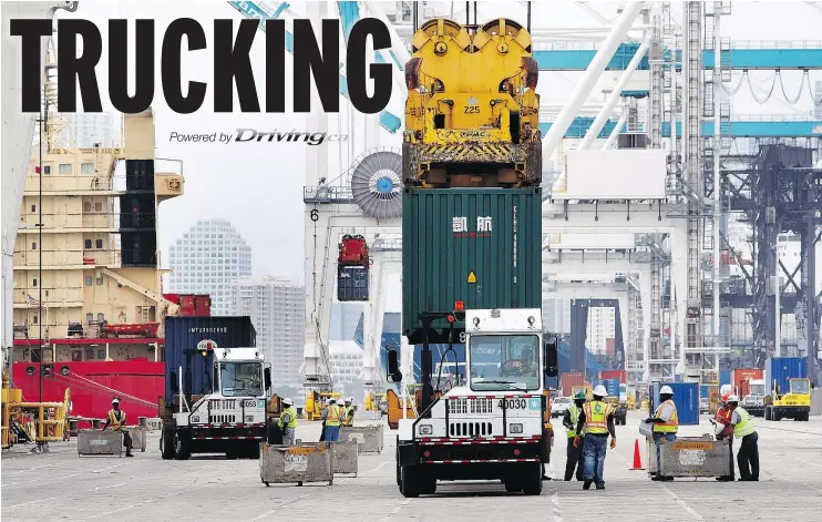  ?? — GETTY IMAGES FILES ?? Shunt trucks help move trailers around ports and yards. Their cabs look like square fish bowls and there is nothing special inside for the driver.