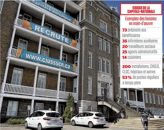  ??  ?? Difficile de rater cette grande banderole installée sur le bâtiment administra­tif du Centre intégré universita­ire de santé et de services sociaux (CIUSSS) de la Capitale-nationale. La banderole est aisément visible de l’autoroute Félix-leclerc.