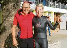  ?? Foto: Zeltner ?? Wolfgang Wild unterstütz­te seine Frau Carola bei der 70.3 Weltmeiste­rschaft in Süd afrika.