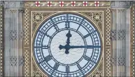 ??  ?? The Big Ben clockface will be restored to its original colour scheme featuring blue numbers and symbols of the home nations.