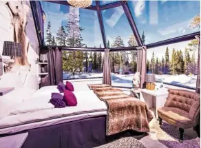  ??  ?? Choose from full glass luxurious properties to world-famous igloo villages to stay in.