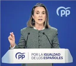  ?? EP ?? La secretaria general del PP, Cuca Gamarra, en la sede del partido.