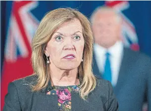  ?? FRANK GUNN THE CANADIAN PRESS ?? Health Minister Christine Elliott said health officials need to know if the farm workers who tested positive on the weekend are are truly asymptomat­ic or if they just weren’t speaking up.