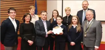  ??  ?? The Schools Award went to TY Colaist Muire in Ballymote, Cllr. Dara Mulvey presented the award