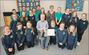  ?? Photograph: ?? Pupils and staff said thank you and farewell to Mr Sturrock who retired after 16 years.