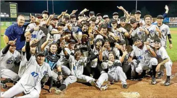  ?? PHOTO BY RENEGADES PRESIDENT STEVE GLINER ?? Members of the Hudson Valley Renegades celebrate after defeating the Vermont Lake Monsters on Thursday night to capture the Class A New York-Penn League title.