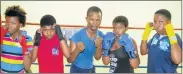  ?? Picture: TEMBILE SGQOLANA ?? CHAMPS: Preparing for the boxing tournament tomorrow are from left, Phumelele Mhlawuli, Nkosikhona Nontombana, trainer Dumisani Mhlawuli, Anelisa Mani and Zandi Thole