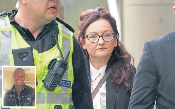  ?? ?? INQUIRY: Nicole Short arrives at the public inquiry into Sheku Bayoh’s death. Bayoh, inset, died in May 2015 after he was restrained by police.