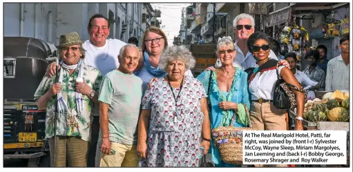  ??  ?? At The Real Marigold Hotel, Patti, far right, was joined by (front l-r) Sylvester McCoy, Wayne Sleep, Miriam Margolyes, Jan Leeming and (back l-r) Bobby George, Rosemary Shrager and Roy Walker