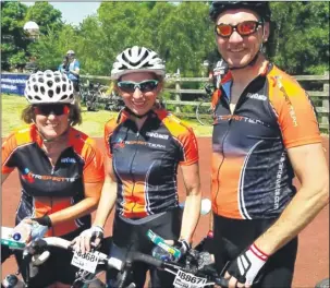  ??  ?? Tri Spirit’s Amber King with Sarah and Jon Leeson at the Evans Cycles RIDE IT Medway Road Sportive