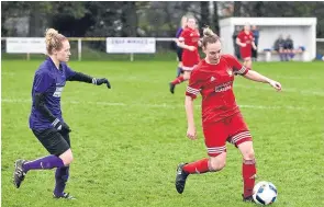  ??  ?? Rachel Todd (right) in action for Jeanfield against Buchan.