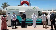  ??  ?? ALL SeT: The mobile bus can test 1,000 people a day and has an emirates ID card reading machine and registrati­on system.