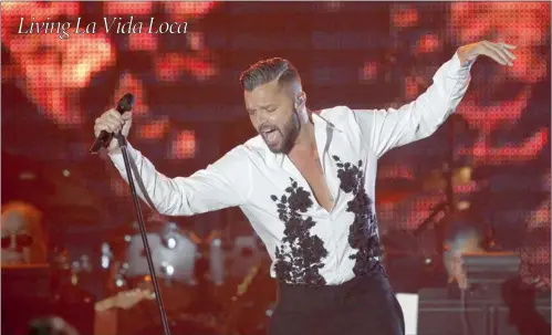  ?? PICTURE: REUTERS ?? BELTING IT OUT: Ricky Martin performs during the Latin Recording Academy’s Person of the Year event honouring singer Miguel Bose in Las Vegas, Nevada.