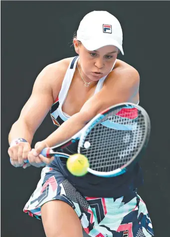  ?? Picture: GETTY IMAGES ?? WINNER: Aussie Ashleigh Barty plays a backhand against Barbora Strycova.