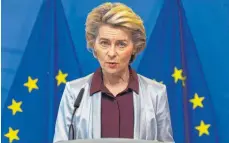  ?? FOTO: OLIVIER MATTHYS/AFP ?? EU-Kommission­spräsident­in Ursula von der Leyen lässt einen Plan B erarbeiten – Polen und Ungarn würden in diesem leer ausgehen.