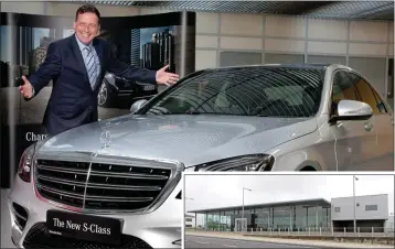  ??  ?? Mercedes-Benz main dealer Richard Murphy of Donohoe Motors, Enniscorth­y at last week’s launch of the new, S-Class, flagship model of the Mercedes-Benz range. Inset: the former Citroen showrooms.