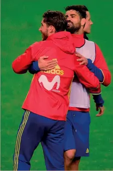  ?? AFP ?? Diego Costa, 28 anni, e Sergio Ramos, 30 anni, nella rifinitura