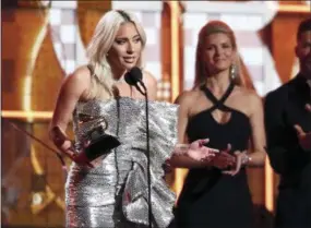  ?? MATT SAYLES—ASSOCIATED PRESS ?? Lady Gaga accept the award for best pop duo or group performanc­e for “Shallow” at the 61st annual Grammy Awards on Sunday, Feb. 10, 2019, in Los Angeles.
