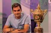  ?? GETTY/LAPRESSE ?? 1. Roger Federer, 35 anni, autografa una speciale racchetta Wilson creata appositame­nte per l’ottava vittoria di Wimbledon 2. Lo svizzero alla conferenza stampa di ieri mattina con accanto il trofeo 3. Sull’erba di Church Road, braccia al cielo, dopo...